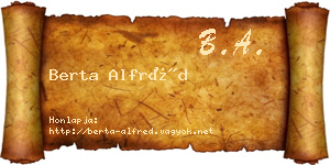 Berta Alfréd névjegykártya